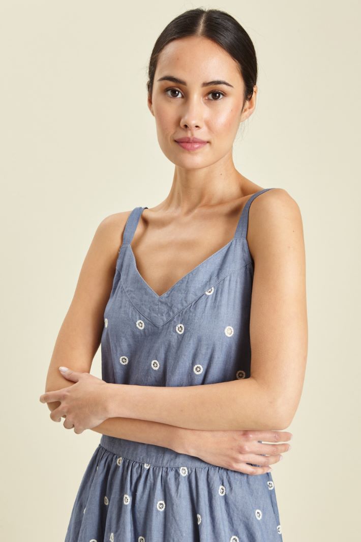 Abito a balze in sangallo - BLU DENIM BIANCO - Fashion Market - 3