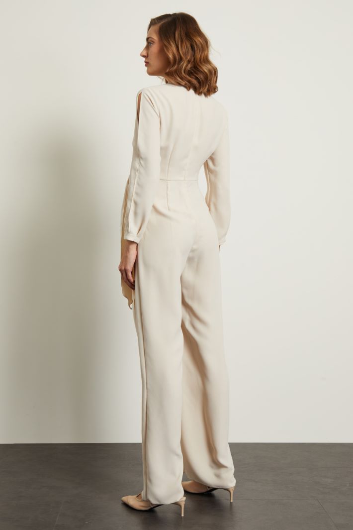 Tuta a palazzo con cintura - CREMA - Fashion Market - 4