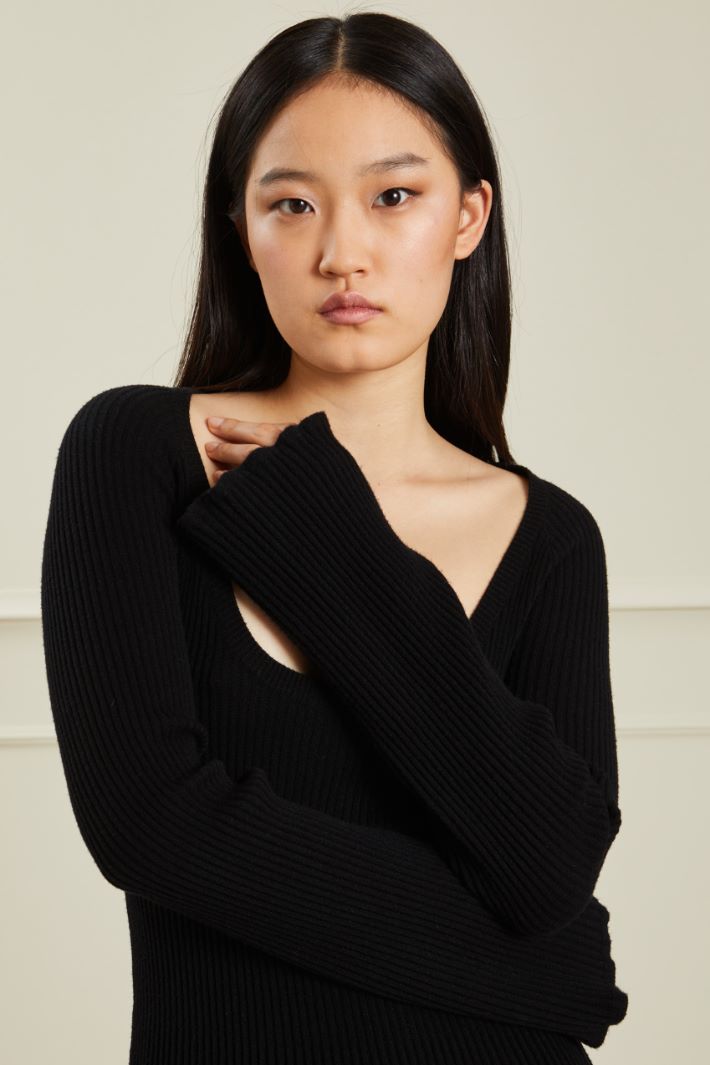 Abito in maglia di viscosa - NERO - Fashion Market - 3