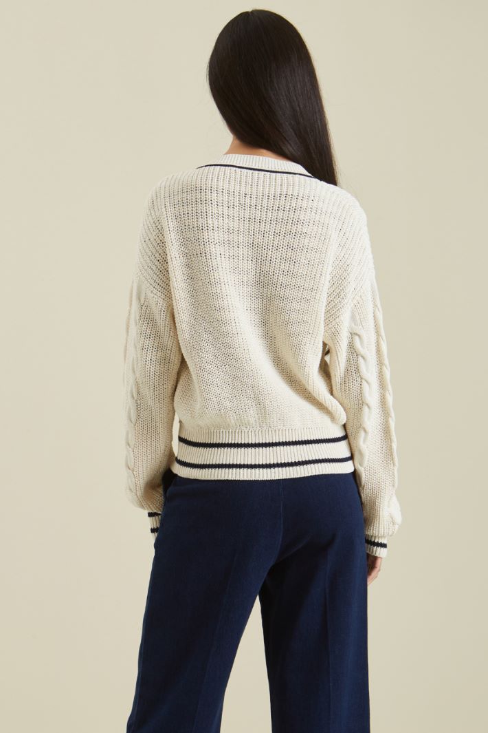 Cardigan in misto cotone - LATTE BLU - Fashion Market - 4
