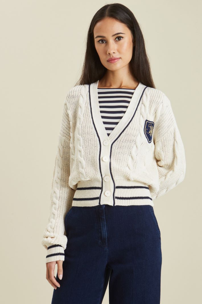 Cardigan in misto cotone - LATTE BLU - Fashion Market - 2