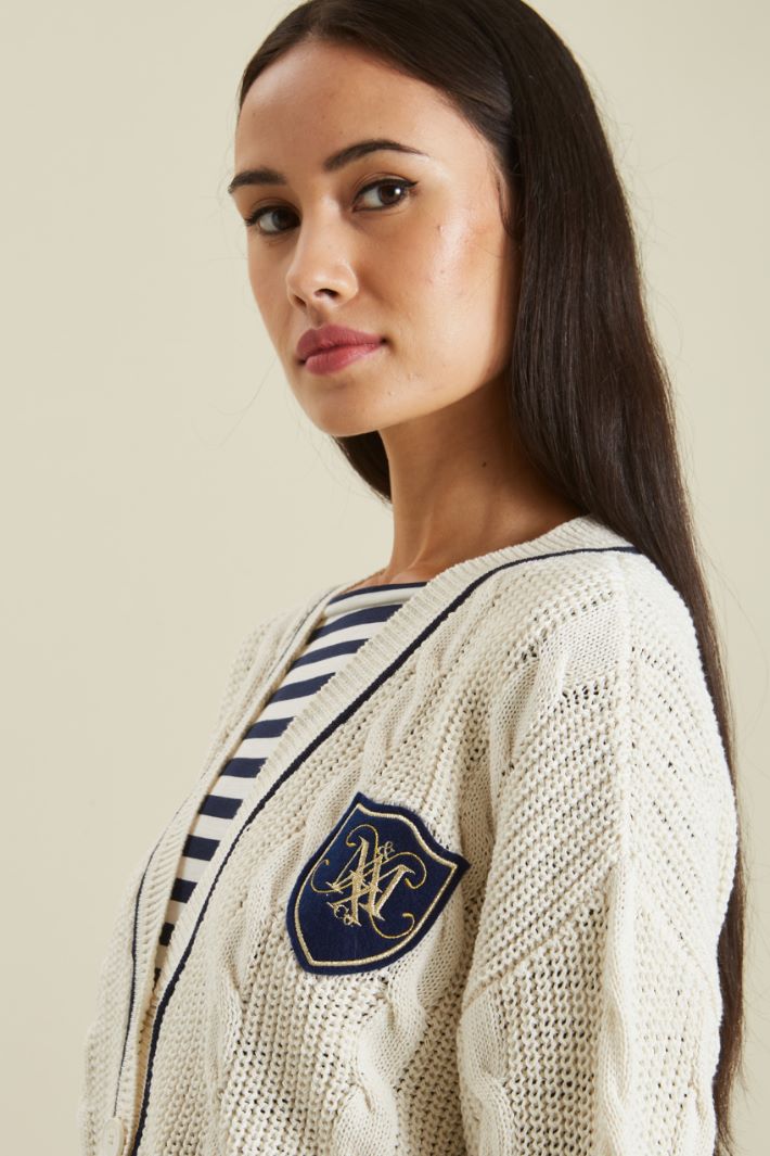 Cardigan in misto cotone - LATTE BLU - Fashion Market - 3