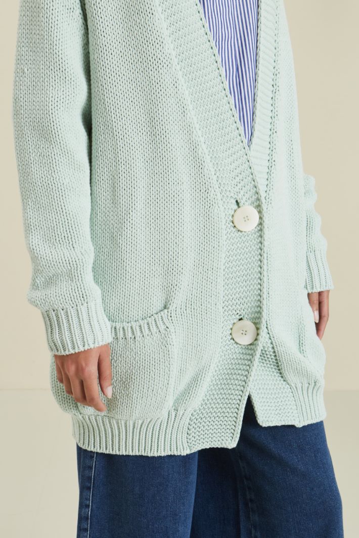 Cardigan a due bottoni - VERDE MENTA - Fashion Market - 3