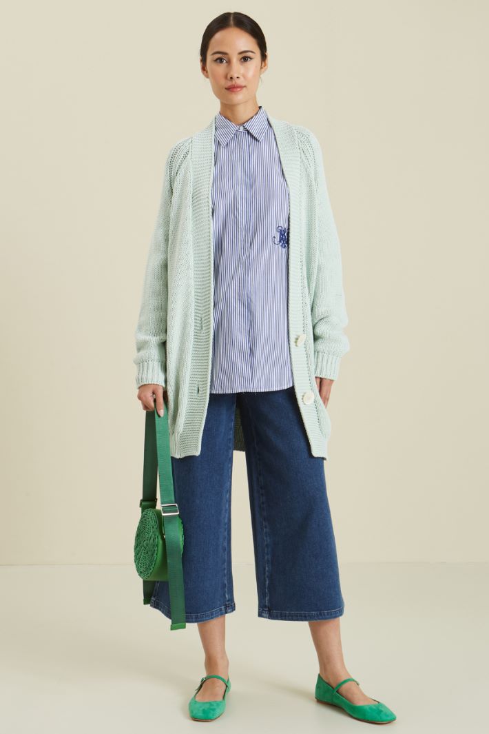 Cardigan a due bottoni - VERDE MENTA - Fashion Market