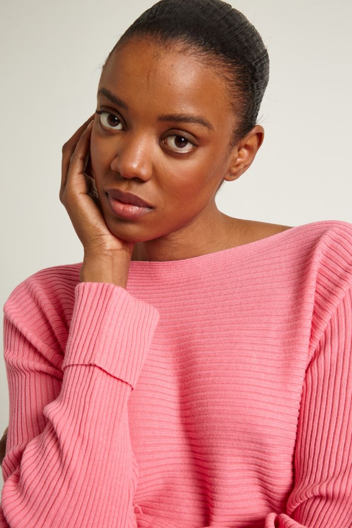 Maglia a coste orizzontali - ROSA - Fashion Market - 3