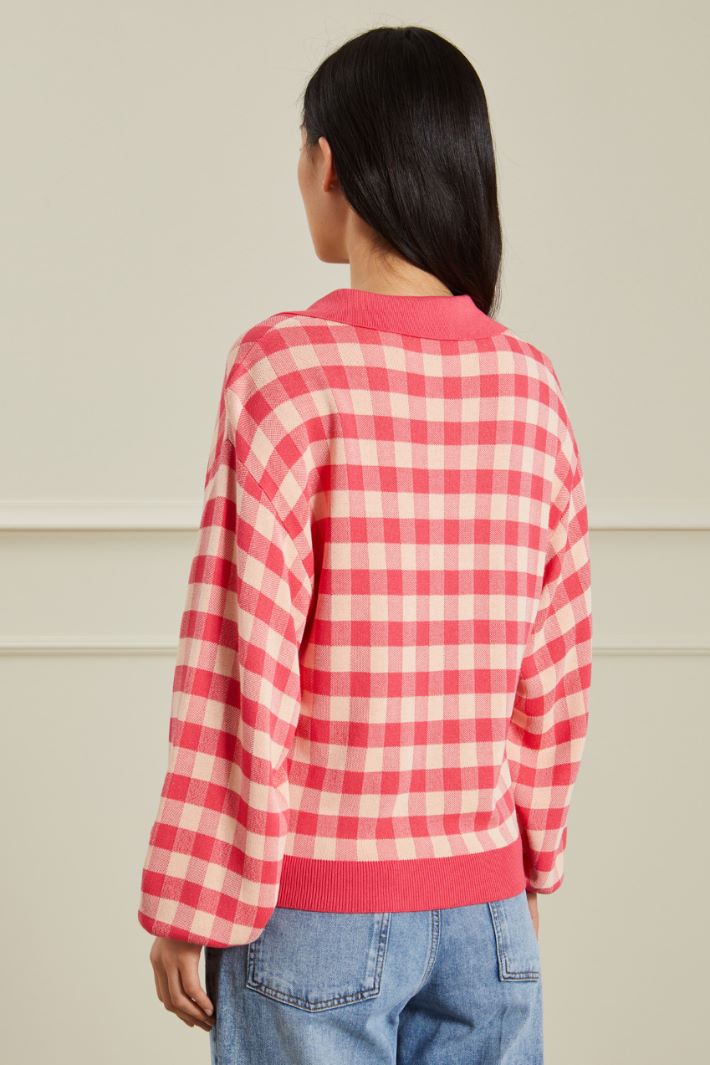 Maglia con colletto a polo - ROSA ACCESO BIANCO - Fashion Market - 4