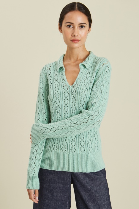 Maglia traforata con colletto Fashion Market
