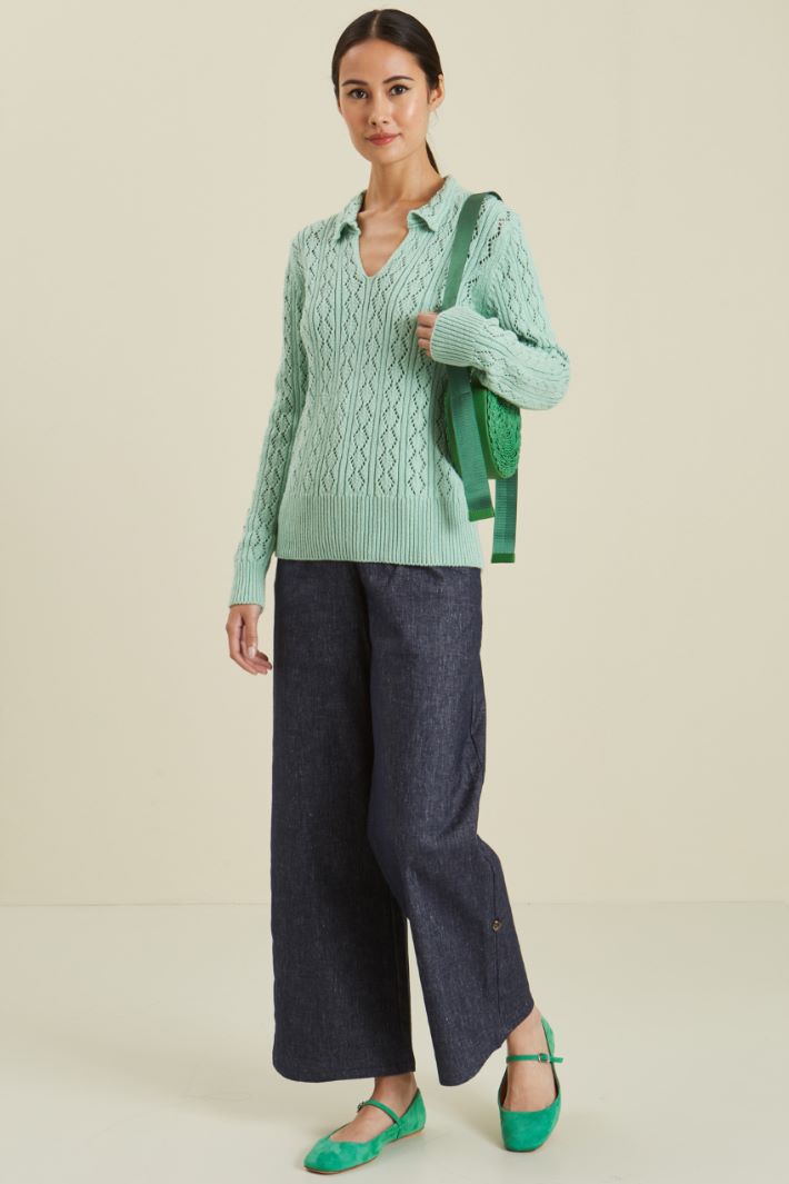 Maglia traforata con colletto Fashion Market