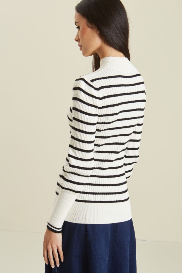 Maglia in cotone e cashmere - LATTE NERO - Fashion Market - 4