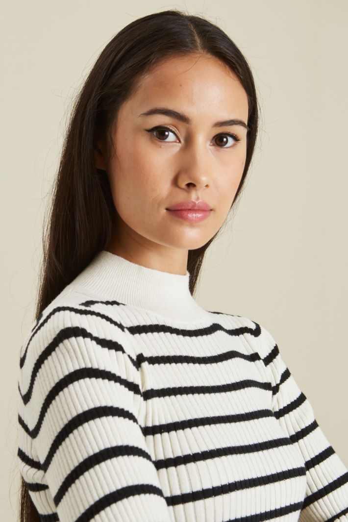 Maglia in cotone e cashmere - LATTE NERO - Fashion Market - 3