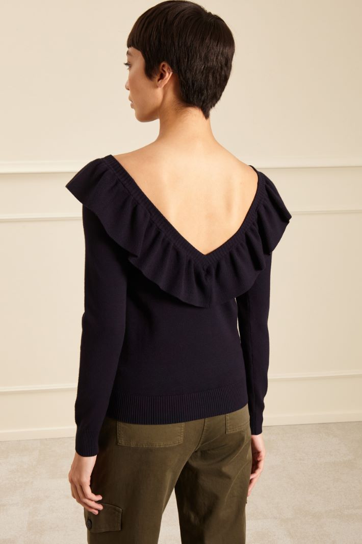 Maglia con volant - BLU NOTTE - Fashion Market - 4