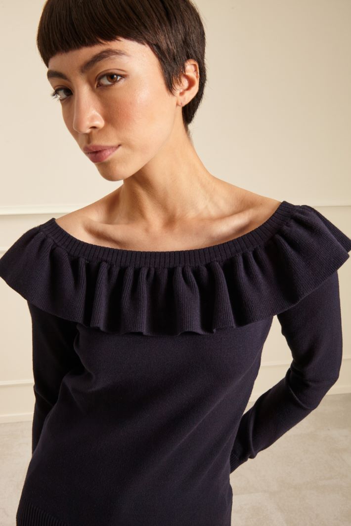 Maglia con volant - BLU NOTTE - Fashion Market - 3