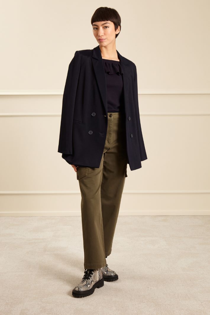 Maglia con volant - BLU NOTTE - Fashion Market