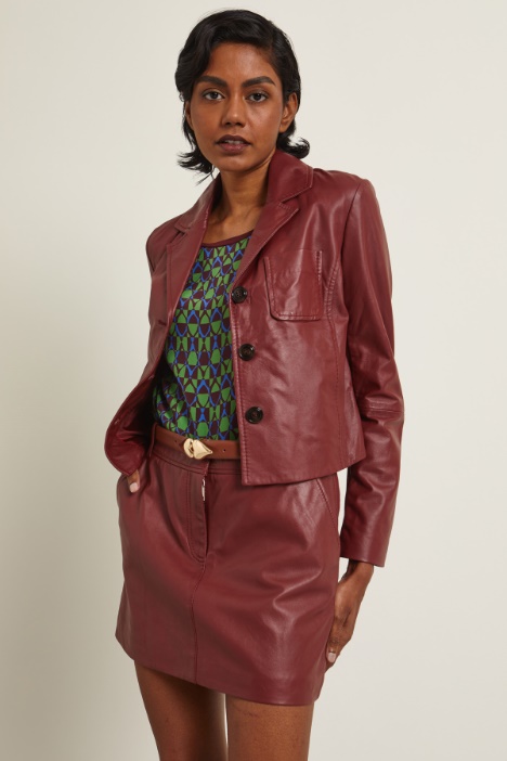 Minigonna in pelle e jersey Fashion Market