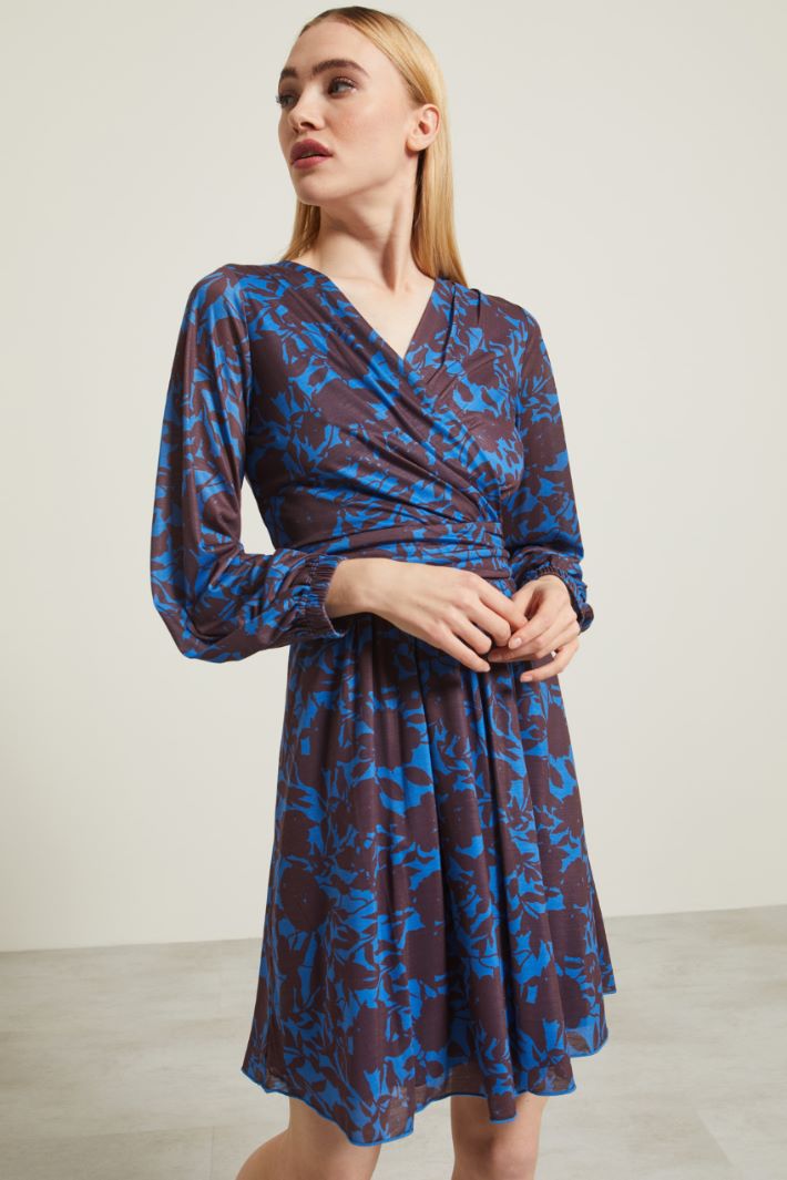 Abito in jersey drappeggiato - BLU MARRONE - Fashion Market - 4