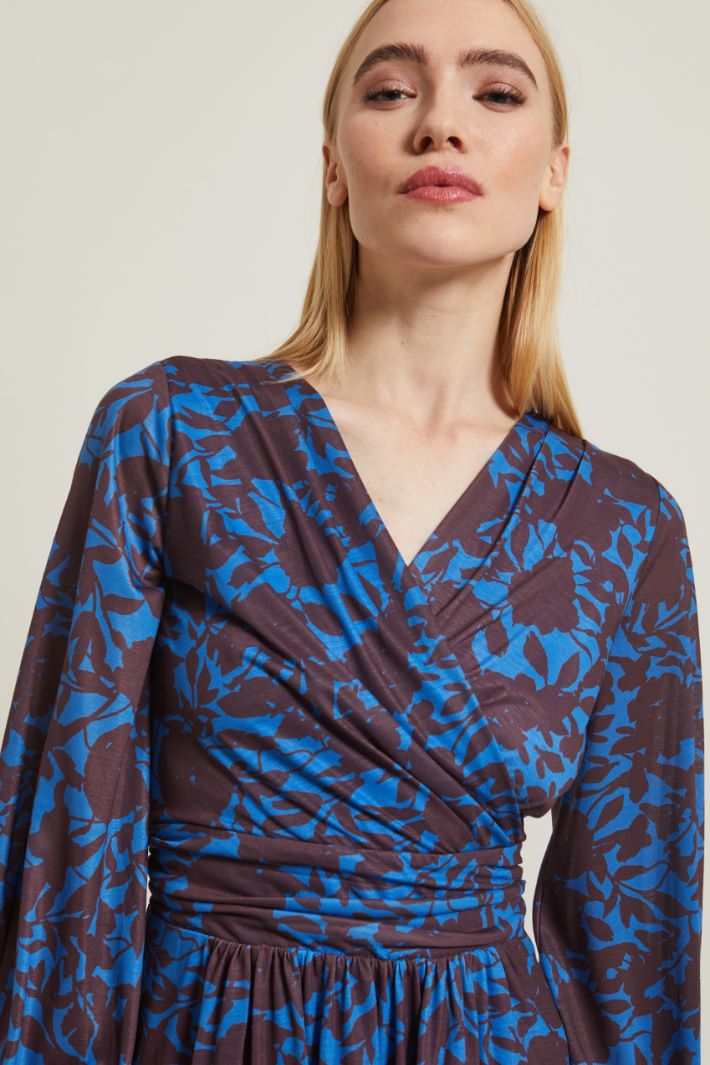 Abito in jersey drappeggiato - BLU MARRONE - Fashion Market - 2