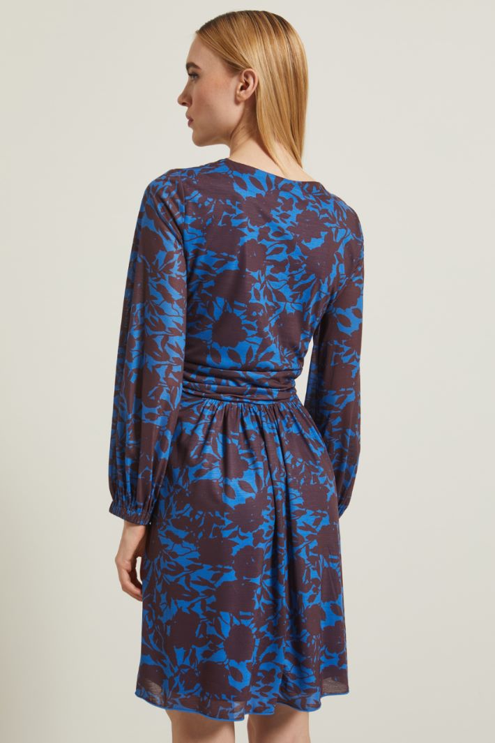 Abito in jersey drappeggiato - BLU MARRONE - Fashion Market - 3