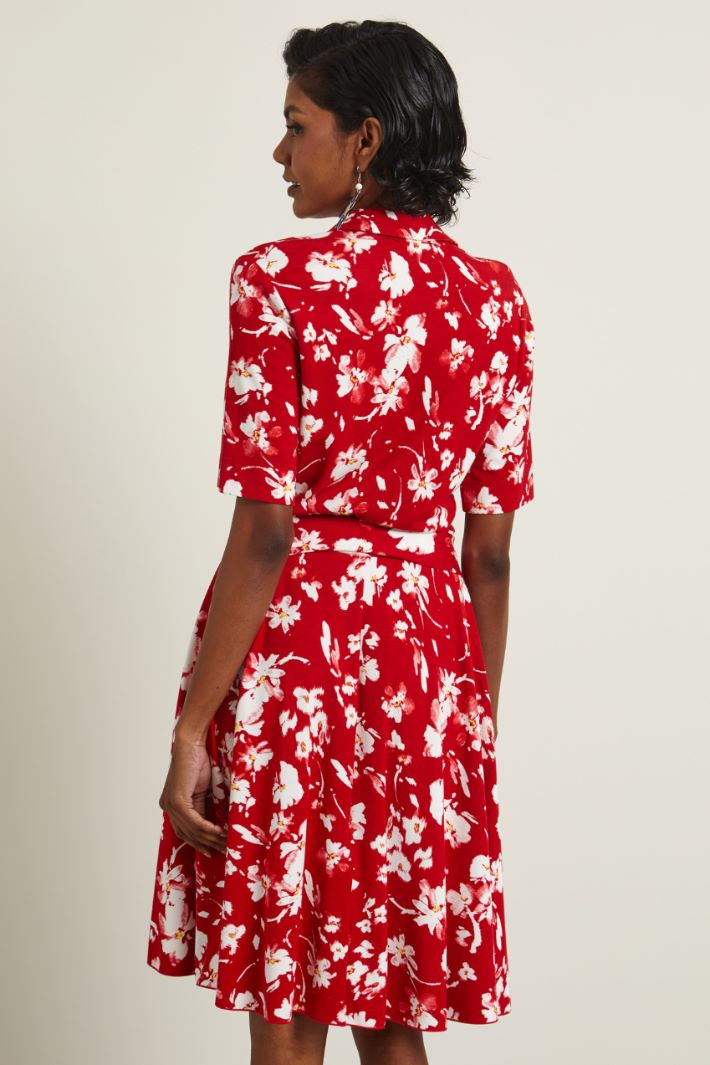 Abito con cintura - ROSSO BIANCO - Fashion Market - 4