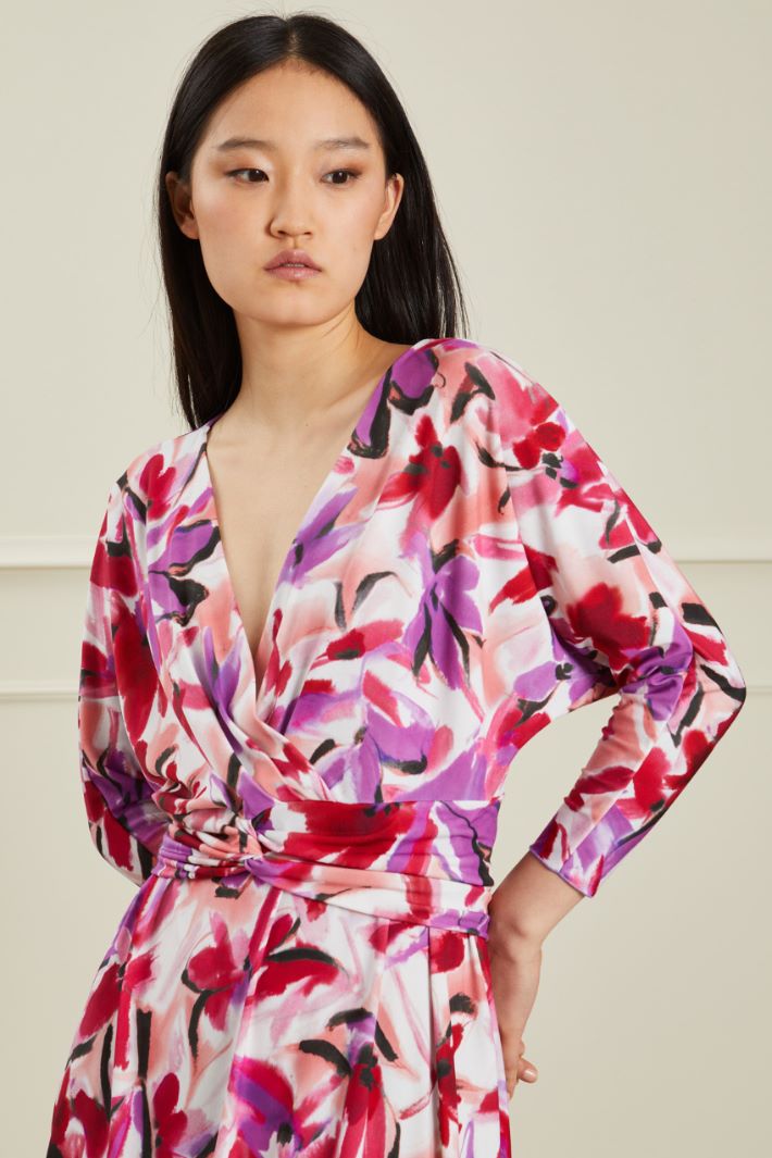 Abito in jersey stampato - FUCSIA VIOLA PANNA - Fashion Market - 3