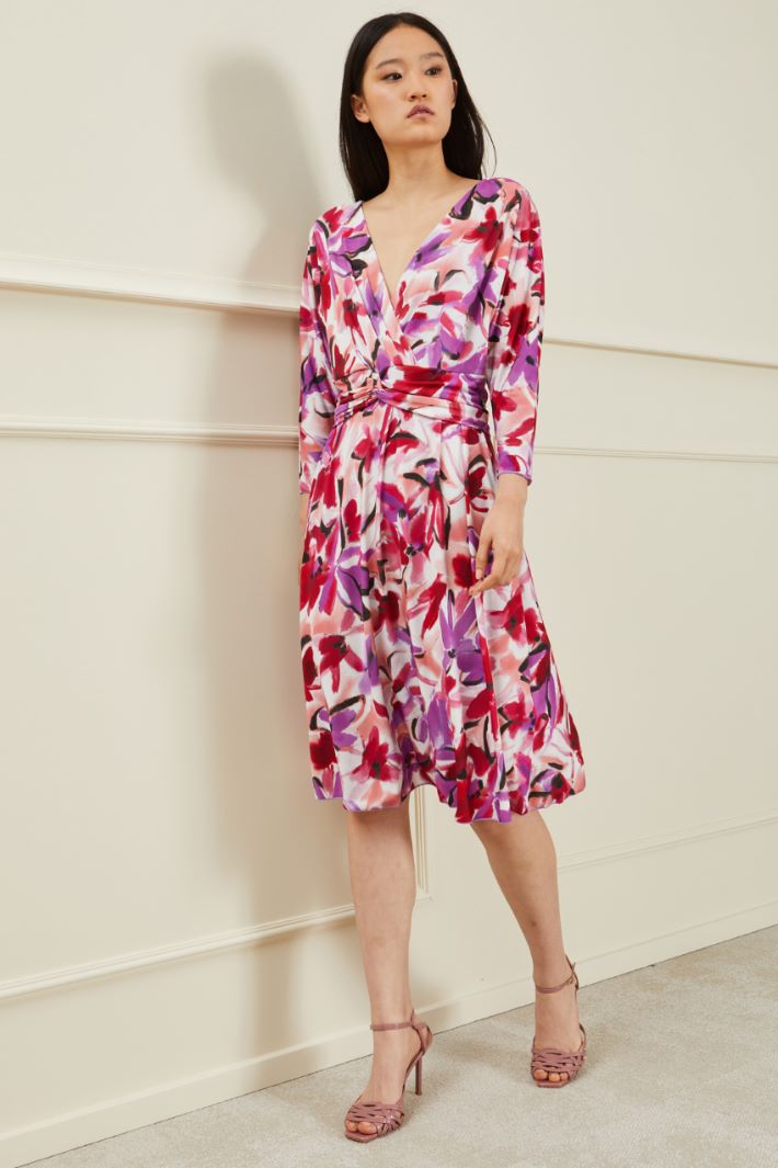 Abito in jersey stampato - FUCSIA VIOLA PANNA - Fashion Market