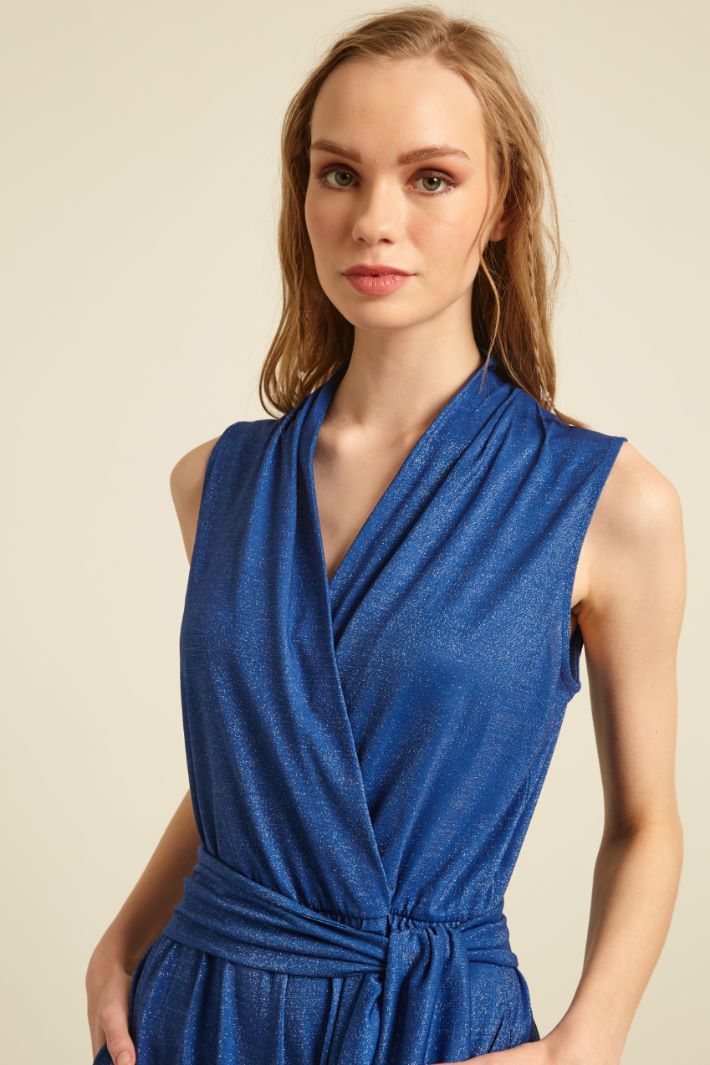 Tuta in jersey lamè - BLU - Fashion Market - 3