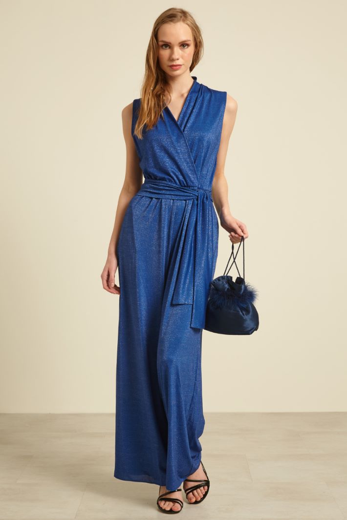 Tuta in jersey lamè - BLU - Fashion Market