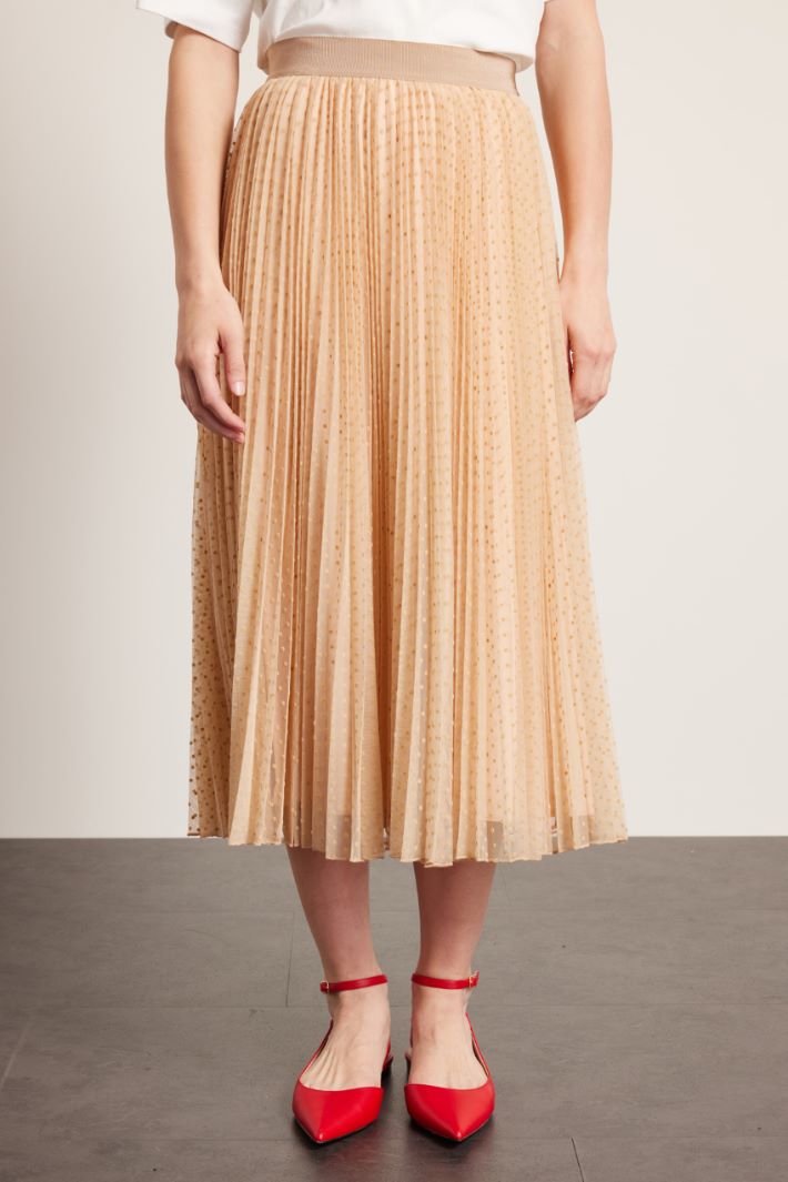 Gonna plissè in tulle  - NUDE - Fashion Market - 4