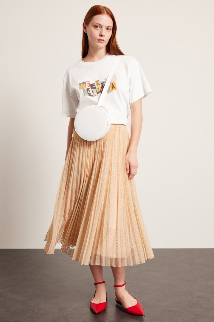 Gonna plissè in tulle  - NUDE - Fashion Market