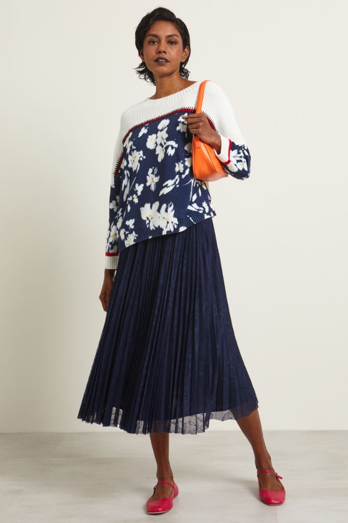 Gonna in pizzo plissé - BLU NOTTE - Fashion Market