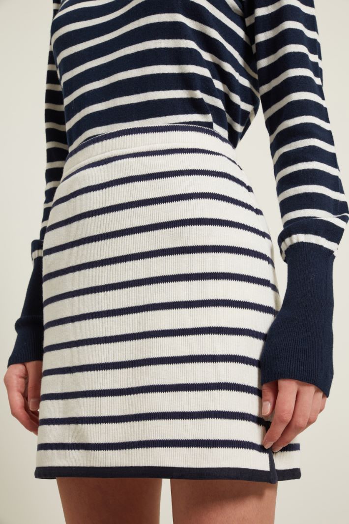 Minigonna in maglia a coste - BLU SCURO BIANCO - Fashion Market - 3