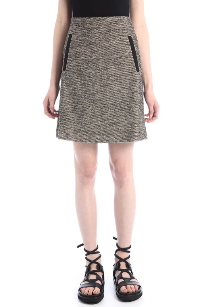 Gonna corta in jersey jacquard - NOCCIOLA NERO - Fashion Market - 2