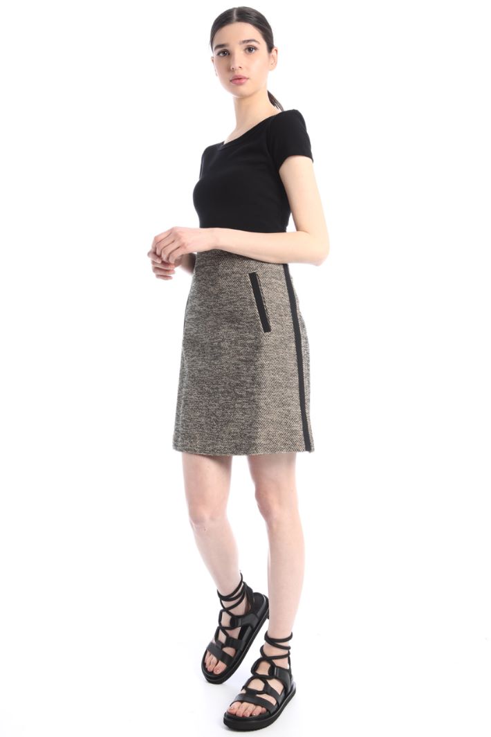 Gonna corta in jersey jacquard - NOCCIOLA NERO - Fashion Market