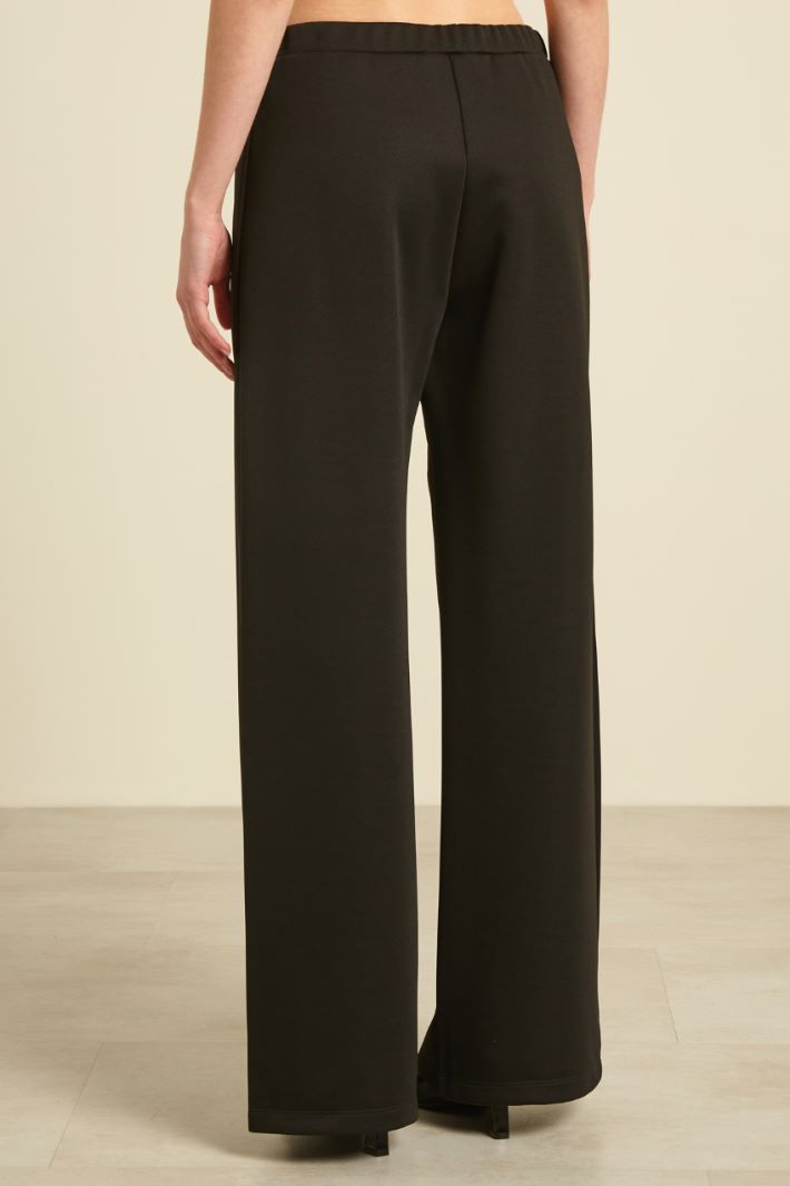 Pantaloni a palazzo in jersey tecnico - NERO - Fashion Market - 4