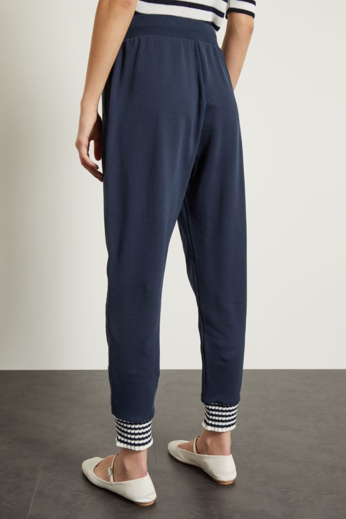 Joggers con dettagli in maglia - BLU SCURO BIANCO - Fashion Market - 4