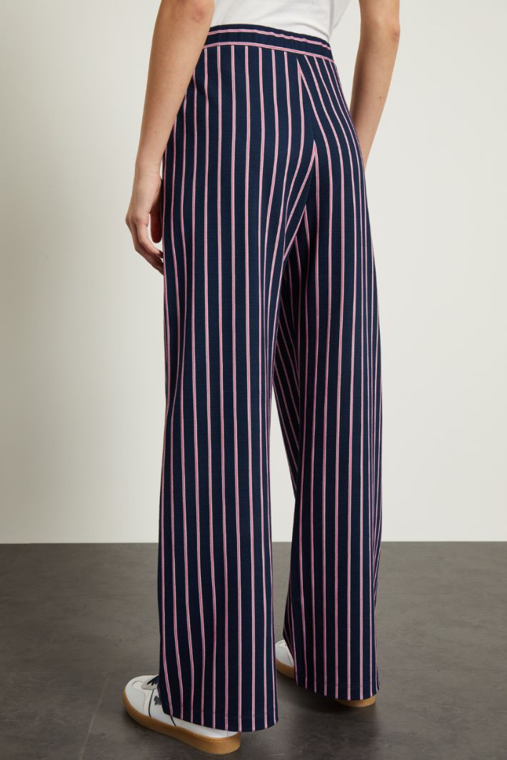 Pantaloni in jersey jacquard - BLU NOTTE ROSA - Fashion Market - 4