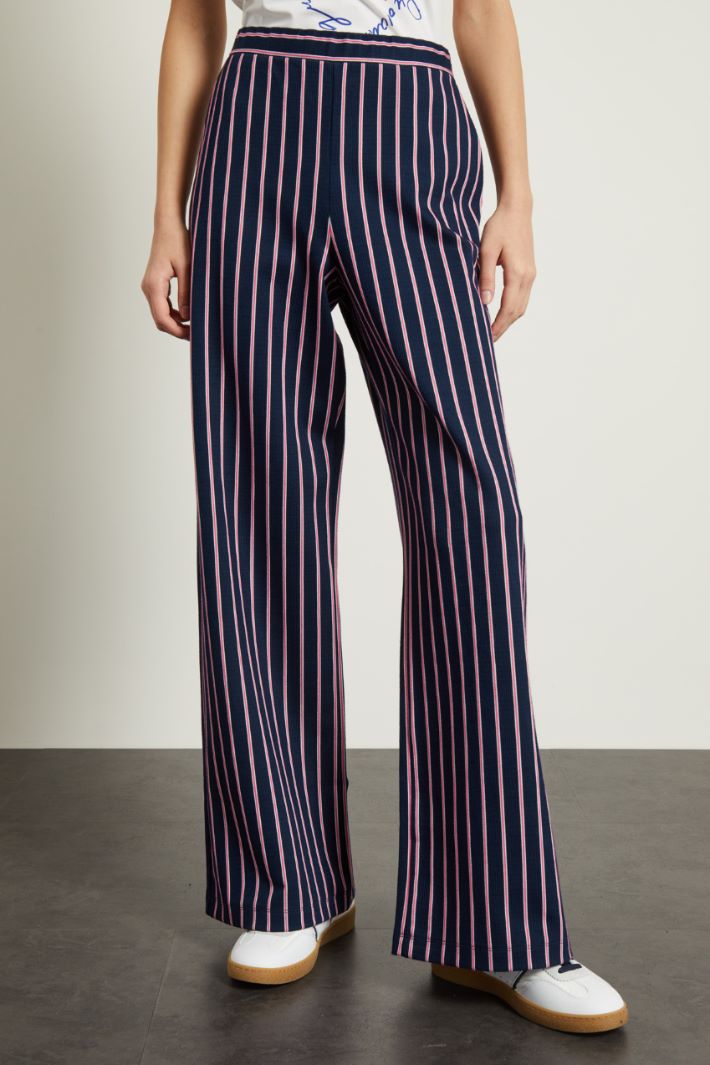 Pantaloni in jersey jacquard - BLU NOTTE ROSA - Fashion Market - 2