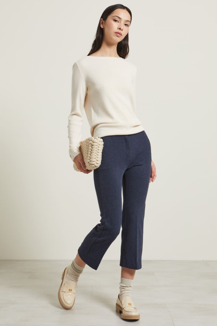 Pantaloni flare cropped  - BLU - Fashion Market