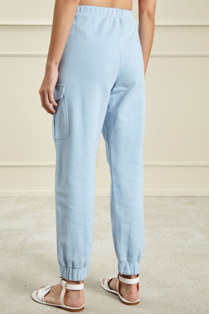 Pantaloni in jersey piquet - AZZURRO CIELO - Fashion Market - 4