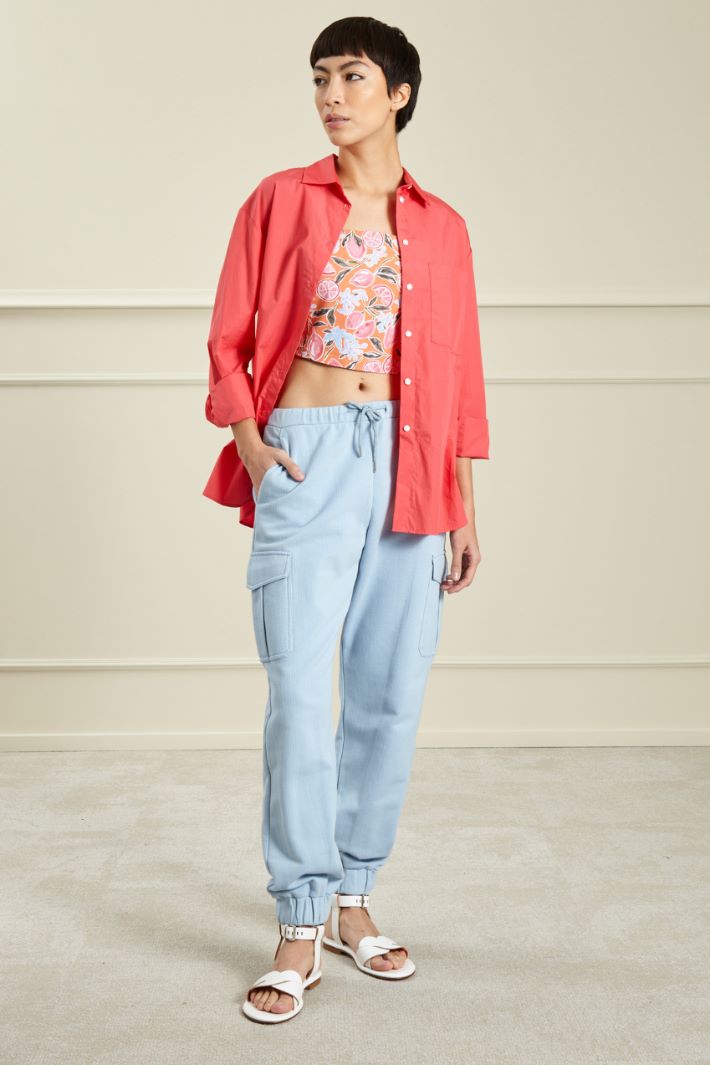 Pantaloni in jersey piquet - AZZURRO CIELO - Fashion Market