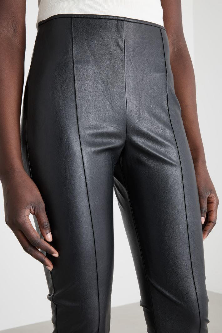 Pantalone skinny in jersey spalmato - NERO - Fashion Market - 3