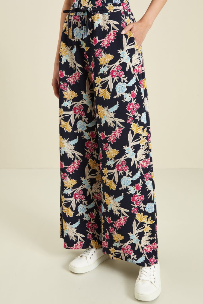 Pantaloni a palazzo in jersey - BLU NOTTE MAGENTA - Fashion Market - 2