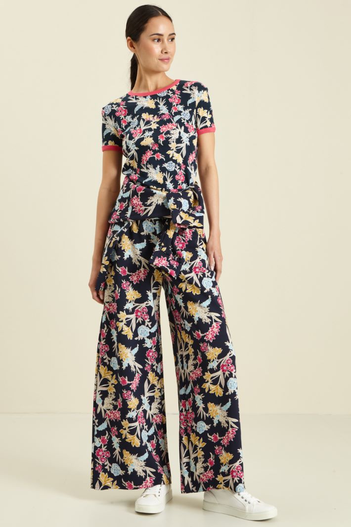 Pantaloni a palazzo in jersey - BLU NOTTE MAGENTA - Fashion Market
