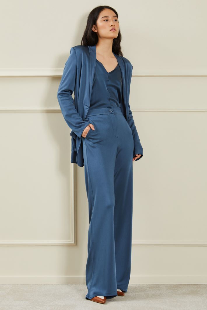Pantaloni in pura viscosa - AVIO SCURO - Fashion Market