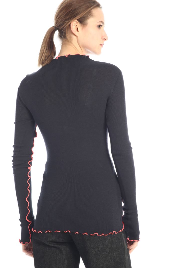 Top aderente in jersey - BLU SCURO FUXIA - Fashion Market - 4