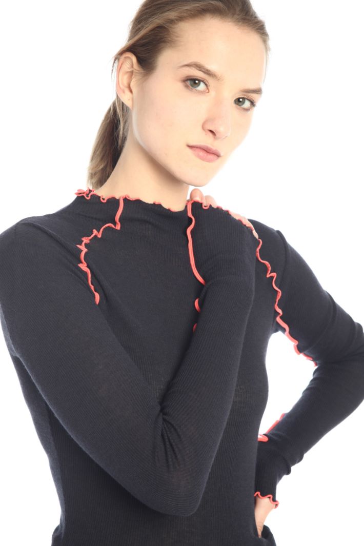 Top aderente in jersey - BLU SCURO FUXIA - Fashion Market - 3