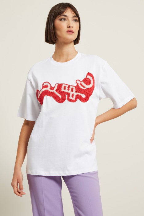 T-shirt con motivo a uncinetto Fashion Market
