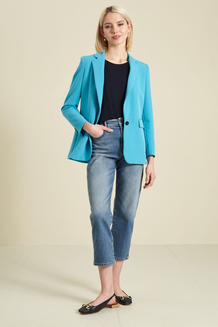 Blazer in cady - TURCHESE - Fashion Market