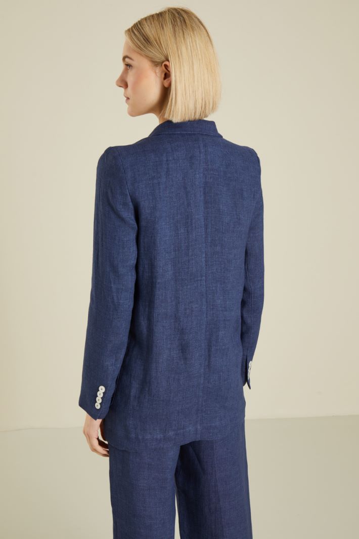 Blazer in lino - BLU - Fashion Market - 4