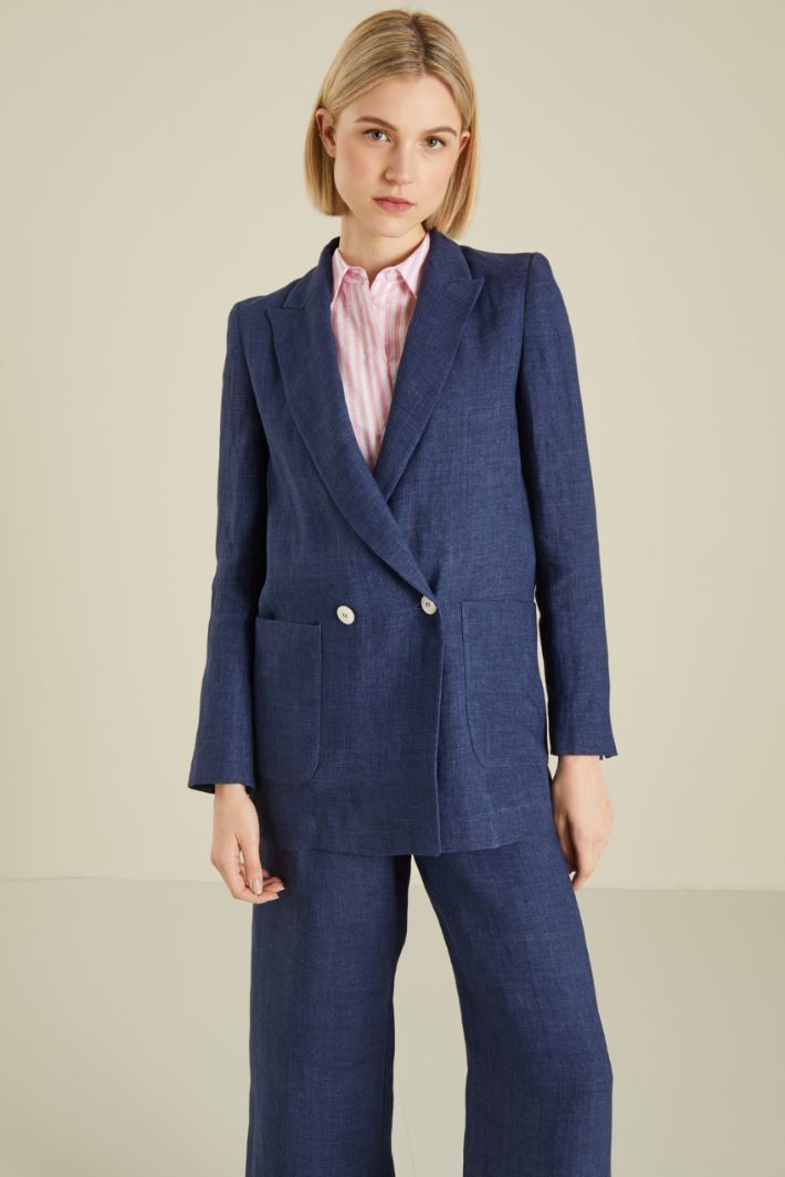 Blazer in lino - BLU - Fashion Market - 2