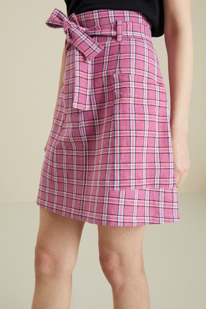 Gonna svasata in lino - FUCSIA BIANCO NERO - Fashion Market - 3